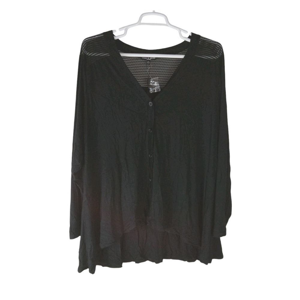 Cable & Gauge Womens Black Top Cardigan Long Sleeve Stretch Size 3X Plus